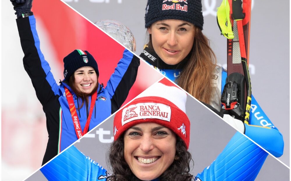 Nadia Delago (links), Federica Brignone (unten) und Sofia Goggia (rechts) stehen zur Wahl. – Fotos: GEPA pictures