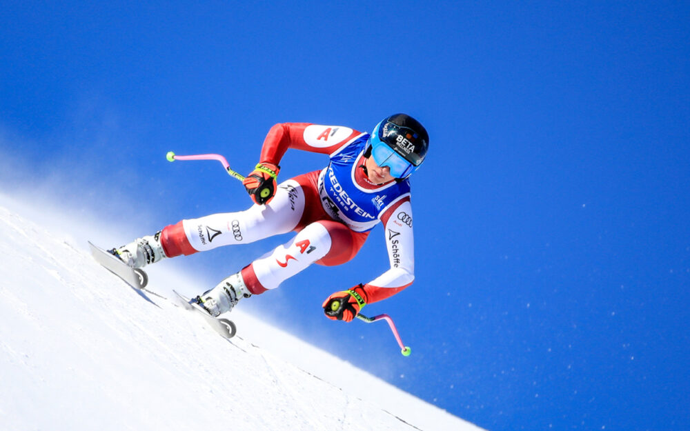 Stephanie Venier – dank Bestzeit im Training zum Startplatz Stephanie Venier. – Foto: GEPA pictures