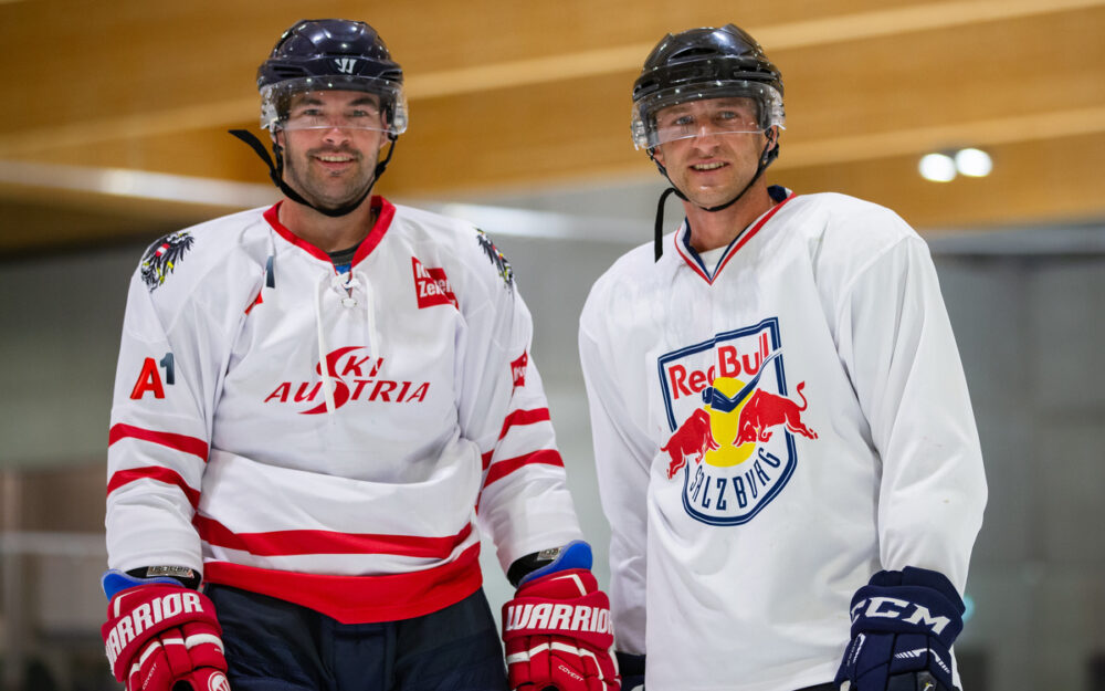 Vincent Kriechmayr (links) und Matthias Mayer für einmal in einem anderen Outfit. – Fotos: GEPA pictures