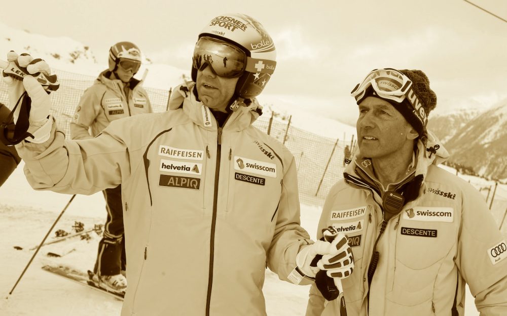 Walter Hubmann (rechts) im Gespräch mit Didier Defago. – Foto: GEPA