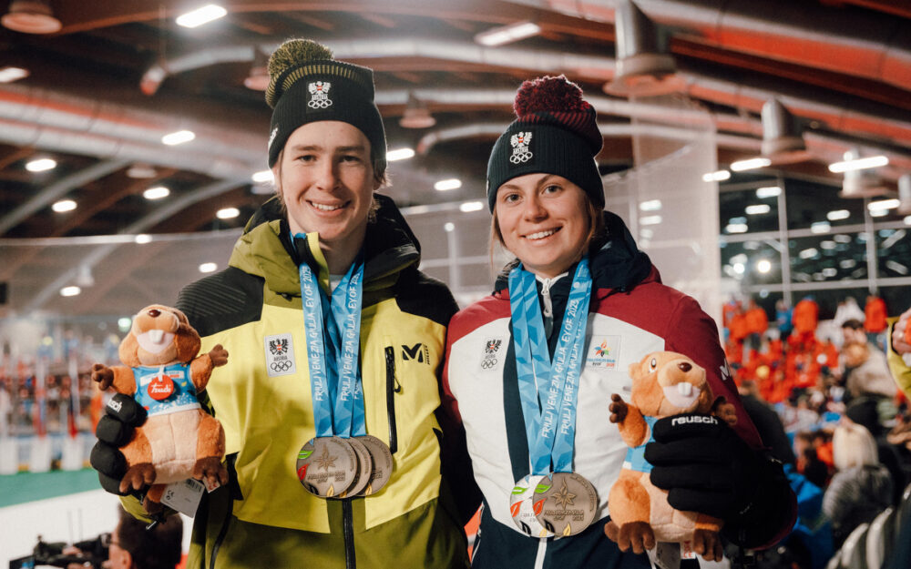 Moritz Zudrell und Nadine Hundegger (hier anlässlich des europäischen Olympischen Jugendfestivals 2023) sind bei der Junioren-WM dabei. – Foto: GEPA pictures