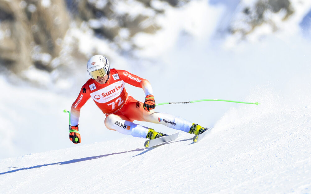 Gael Zulauf beim Abfahrtstraining in Zermatt. – Foto: GEPA pictures