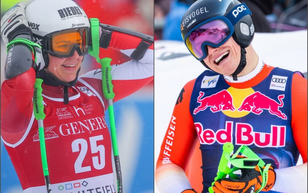 Wer tritt im März 2024 die Nachfolge von Nadine Fest (links) und Josua Mettler als EC-Gesamtsiegerin/-Gesamtsieger an? – Foto: GEPA pictures