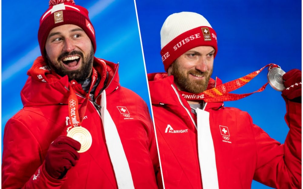 Skicross: Doppelsieg durch Ryan Regez und Alex Fiva Ryan Regez (links) gewinnt Olympiagold im Skicross, Alex Fiva holt sich die Silbermedaille. – Foto: GEPA pictures